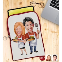 Bk Gift Kişiye Özel Sevgililer Karikatürlü Taşınabilir Koruyucu Tablet Kılıfı & Organizer Çanta - Kırmızı-57 Kılıf