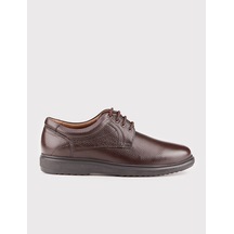 Hakiki Deri Eva Taban Kahverengi Bağcıklı Klasik Erkek Günlük Ayakkabı - 39