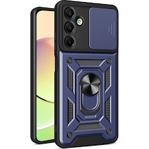 Samsung Uyumlu Galaxy A16 5g Kılıf Pars Lens Yüzüklü Silikon Lacivert
