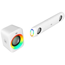 Soaiy SH11 Taşınabilir Kablosuz Bluetooth Speaker Hoparlör - Renkli Işıklı Ses Bombası - USB & Aux - ZORE-219772 Beyaz