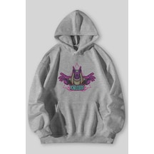 Harmandar Anubis Band Baskılı Unisex Siyah Kanguru Cepli Kapüşonlu Sweatshirt Hoodie Gri