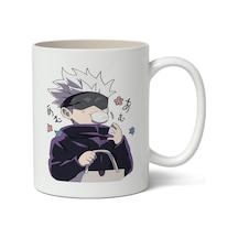 Kişiye Özel Jujutsu Kaisen Satoru Gojo Anime Temalı Baskılı Kupa Bardak Beyaz