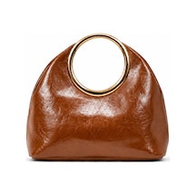 Nura Collection Milano Icon Gold Metal Saplı Kadın El Ve Omuz Çantası Taba - 896351481 Taba