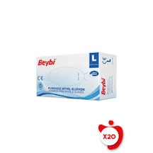 Beybi L Large Pudrasız Mavi Nitril Muayene Eldiveni 20 Paket 1 Koli