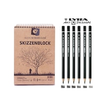 Alex Schoeller A5 60 Yaprak Kraft Eskiz Defteri Lyra Art Design Dereceli Kalem Çizim Seti