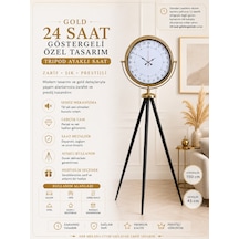Gold 24 Saat Göstergeli Özel Tasarım Tripod Ayaklı Saat