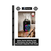Delux Serisi Aktivite Seti Mikrofonlu Set Ses Ürünü Bluetooth Hoparlör D25 Siyah