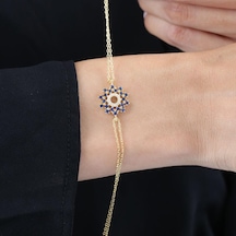 Mia Vento Pırlanta Montür Safir Evreni Gold Gümüş Bileklik