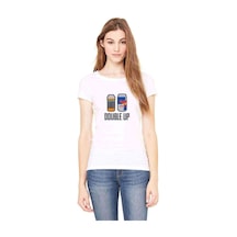 Pubg Double Up Sıyah Baskılı Beyaz Kadın Tshirt