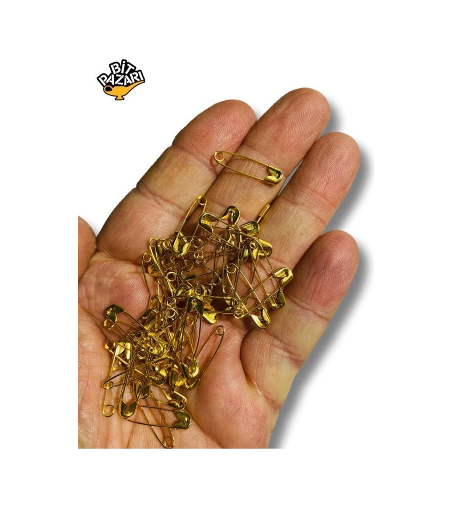 Küçük Boy Çengelli Iğne - 50 Adet - Gold Renk