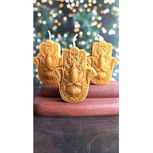 Balmumu Mum 1 Adet Bereket Eli Hamse Doğal Petek Bal Mumu Mum Beeswax Candle 50 x 22
