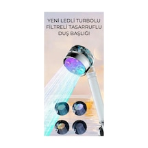 Led Işıklı Turbo Renkli Pervaneli Filtreli Su Tasarruflu Duş Başlığı Çok Renkli