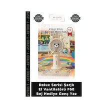 Delux Serisi Şarjlı El Vantilatörü F68 Bej Hediye Genç Yaz