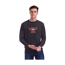Theater Metal Rock Muzik Baskılı Füme Erkek Örme Sweatshirt