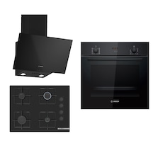 Bosch HBF512BB1T - POP7C6P30O - DWK63PJ60T Siyah Ankastre Set