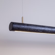 Silindir Siyah Modern Ahşap Aydınlatma - Minimal Led Sarkıt Avize Siyah