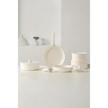 Perotti Beta 15 Parça Seramik Döküm Tencere Tava Seti Beige Bej