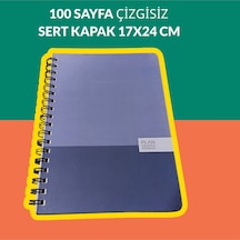 17x24 Cm Çizgisiz 100 Yaprak Plan Sert Kapak Telli Defter 60 Gr Beyaz Sayfa Mavi