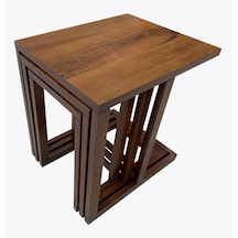 Riva 3'Lü C Zigon Sehpa-Ceviz Kaplamalı-Tamamı Ahşap