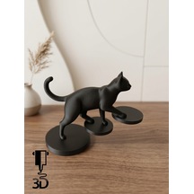 Minimalist Yürüyen Siyah Kedi Figürü - Tv Ünitesi, Kitaplık Ve Konsol Dekorasyonu