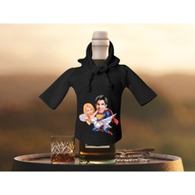 Bk Gift Kişiye Özel Sevgililer Karikatürlü Mini Siyah İçki Şişesi Tişörtü , Ev Bar Dekoru, Viski, Şarap, Votka, Rakı Şişesi Tişörtü, Ev Barı-30