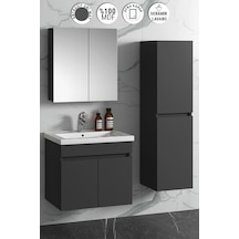 Çiğdem 65+35 Cm Antrasit Gri Mdf Sepetli Asma Banyo Dolabı Takımı Antrasit - Gri