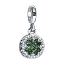 Nur Silver Dört Yapraklı Yeşil Yonca Sallantılı Gümüş Charm Nur-bl00314