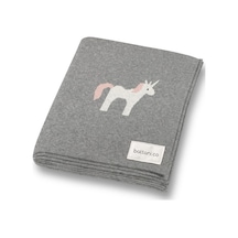 Kız Ve Erkek Bebek Için Triko Örgü Bebek Battaniyesi 85cm X85cm Unicorn Gri Gri3 Gri3
