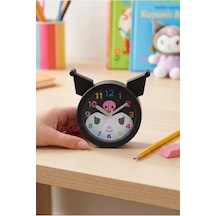 Kuromi Figürlü Dekoratif Mini Çocuk Odası Masa Saati, Sesli Alarm Fonksiyonlu, Siyah, 10x10 Cm