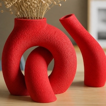 3d Baskı Interlocking Vazo - İç İçe Geçen Dekoratif Vazo-kırmızı