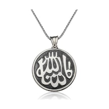 Gümüş Maşallah Yazılı Kolye (506450083)