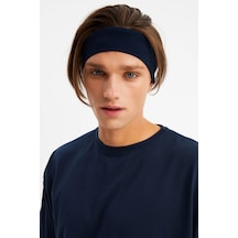 Erkek Pamuklu Penye Kaymaz Terletmez Ultra Hafif Spor Saç Bandı Bandana - Tek Ebat / Lacivert Lacivert