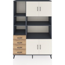 Hyperion Dolap 8 Raflı 4 Çekmeceli 4 Kapaklı 132x44x195 Antrasit-aytaşı/çam Aytası/atlas Çam