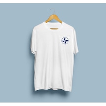 Oversize Nato Cep Logo Baskılı Unisex T-shirt Beyaz
