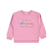Civil Girls Renkli Kelebek Baskılı 2-5 Yaş Sweatshirt - Pembe Soft Pembe