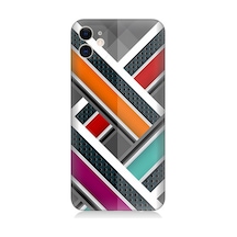 Apple Uyumlu iPhone 12 Silikon Kılıf Renkli Pastel Şeritler