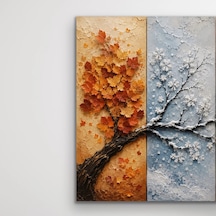 Bezos 4 Mevsim Ağaç Kanvas Tablo 60x90 Cm Bzs01 Çok Renkli