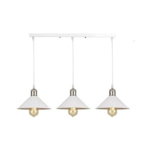Dylight Retro Dekoratif 3 Lü Beyaz Rustik Metal Sarkıt Avize 60 Cm