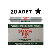 20 Adet 600 Ml Somafix Siyah Poliüretan Mastik Sosis Dış Cephe Pu Siyah