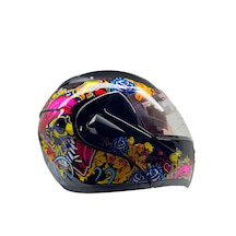 Kask Vrt Marka Vizörlü Çeneden Açılır Siyah - Kırmızı - Sarı