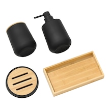 Suntek Evler Için 4 Adet Banyo Aksesuarları Seti Dekoru, Siyah Siyah Diğer