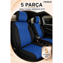 Seat Ibiza 6l 5 Kapı 2002-2009 Üniversal Zerafet Serisi 5 Parça Ortopedik Koltuk Minderi Mavi Siyah