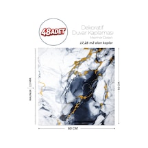 60x60 Cm Kendinden Yapışkanlı Duvar,banyo,tezgah Arası Mavi-siyah Mermer-48 Adet 1123-60-48