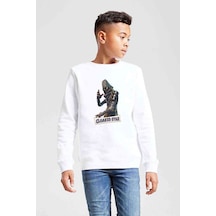 Tshirthane Cloaked Star Fortnite Baskılı Unisex Çocuk Beyaz Sweatshirt Beyaz