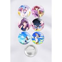 Clannad After Story Çanta Süsü Rozet İğneli Buton Rozet Seti 6 Adet Çok Renkli