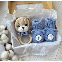 Amigurumi Ayıcık Çıngırak Ve Patik 2li Set