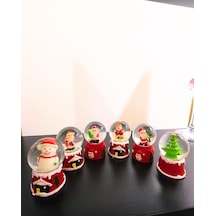 12 Adet Yeni Yıl 2025 Yılbaşı Temalı Mini Boy Işıklı Kar Küresi 6,5 Cm