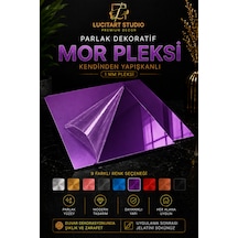 10 Adet 1mm Dekoratif Kare Mor Pleksi - 10x10, 15x15, 20x20, 25x25, 30x30, 35x35, 40x40 Cm Kendinden Yapışkanlı Duvar Dekorasyonu Ürünü Pleksi Ayna Beklentisiyle Almayınız