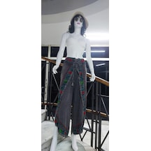 Bohem Stil Otantik Nakış İşlemeli Harem Şalvar Pantolon 103 Cm Antrasit