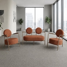 Venüs 2+1+1 Soft Kumaş Ofis & Büro İş Yeri Bekleme Koltuğu Takımı Cappuccino Metal İskelet - Kiremit